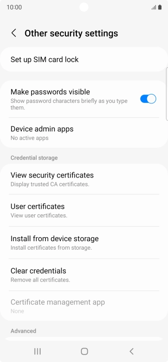 Press Set up SIM card lock. Press Set up SIM card lock.