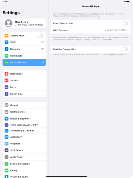Press Wi-Fi Password and key in the required password. Press Wi-Fi Password and key in the required password.