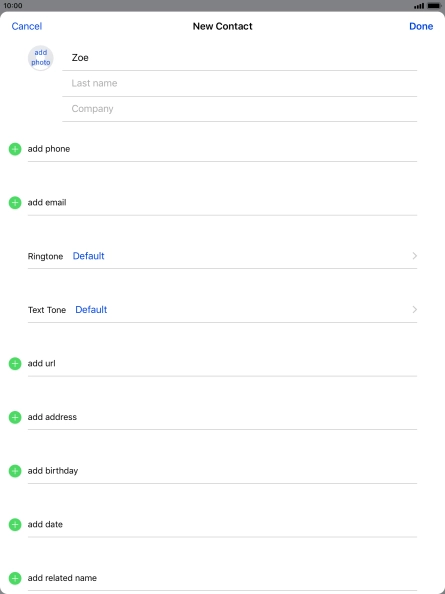 Press Last name and key in the last name.