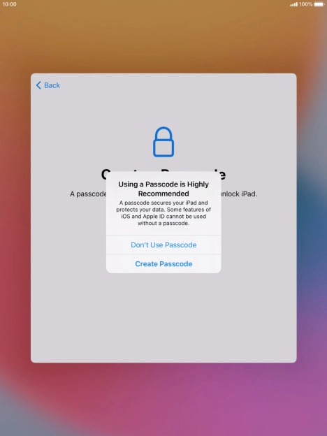 If you turn off the function, press Don't Use Passcode. If you turn off the function, press Don't Use Passcode.
