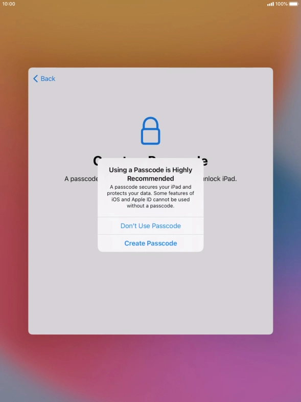 If you turn off the function, press Don't Use Passcode. If you turn off the function, press Don't Use Passcode.