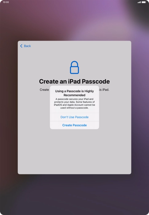 If you turn off the function, press Don't Use Passcode.