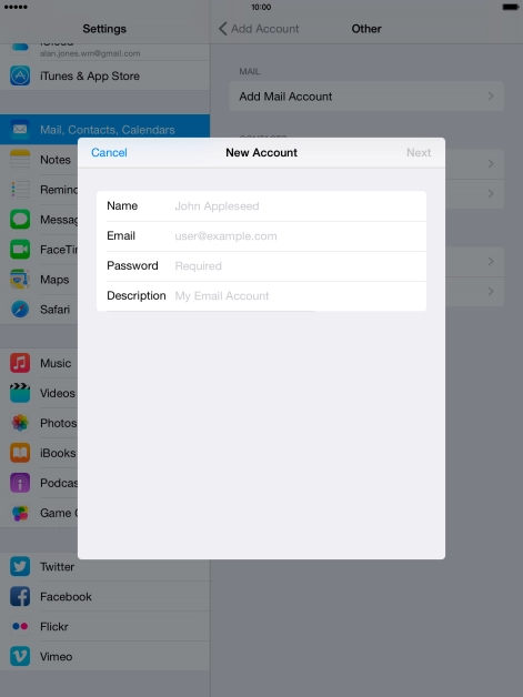 Press Name and key in the required sender name.