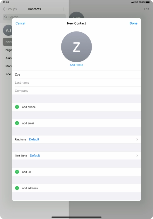 Press Last name and key in the last name.