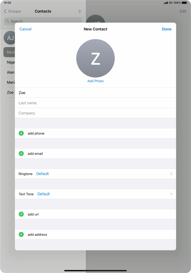Press Last name and key in the last name.