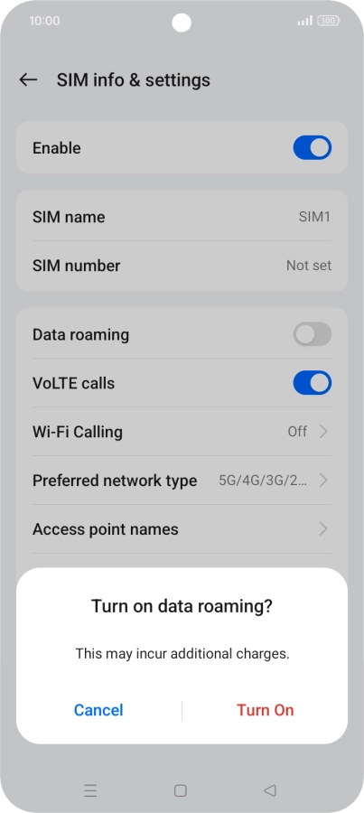If you turn on the function, press Turn On.