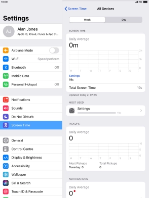 The use for the past week is displayed next to Total Screen Time.