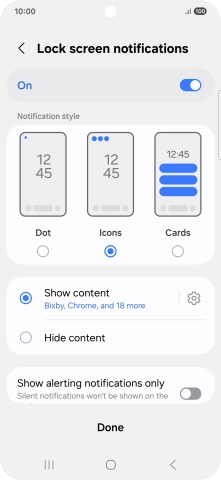 Press the required settings to turn them on or off.