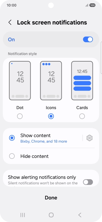 Press the required settings to turn them on or off.