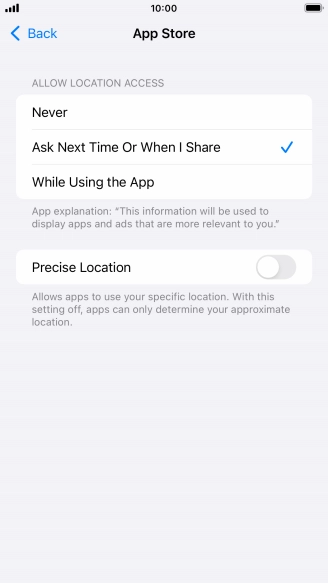 Press the required setting to turn the function on or off.