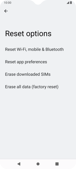Press Erase all data (factory reset).