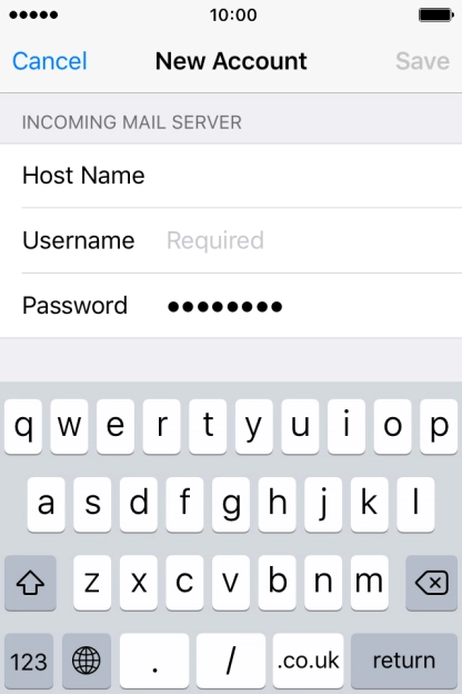 Press Username and key in the username for your email account.