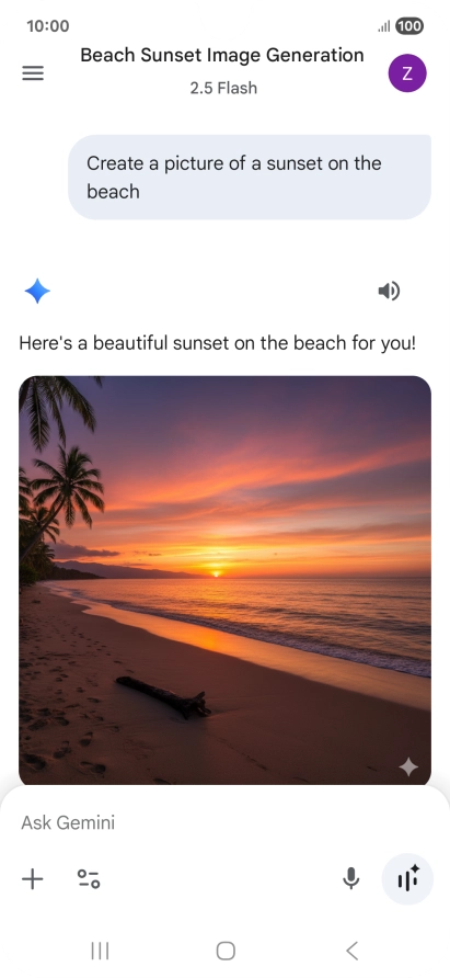 You can also ask Gemini to generate a picture based on your description.