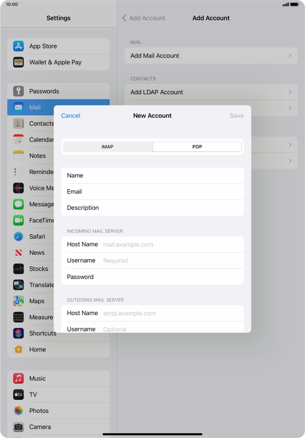 Press Host Name and key in the name of your email provider's incoming server. Press Host Name and key in the name of your email provider's incoming server.