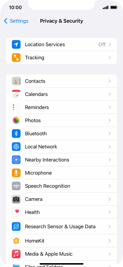 Press Location Services.
