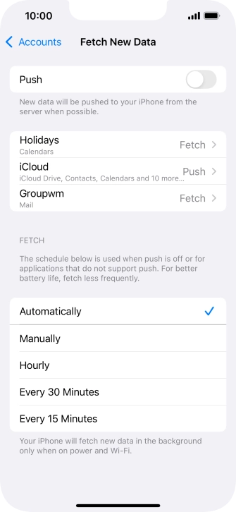 If you turn off the function, press the required setting.