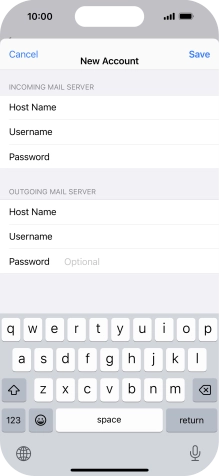 Press Password and key in the password for your email account. Please note that if you're using Vodafone's outgoing server, leave the password field empty.