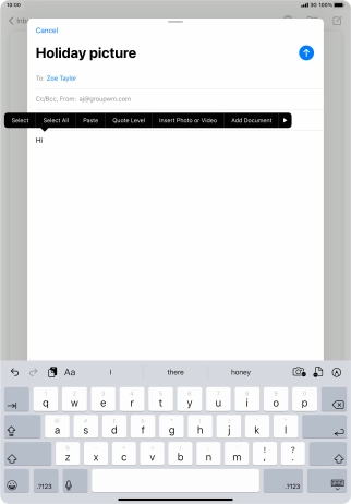 Press Insert Photo or Video and follow the instructions on the screen to attach a picture or a video clip.