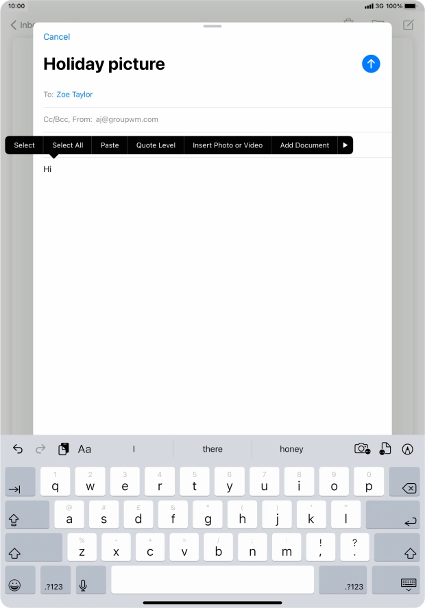 Press Insert Photo or Video and follow the instructions on the screen to attach a picture or a video clip.