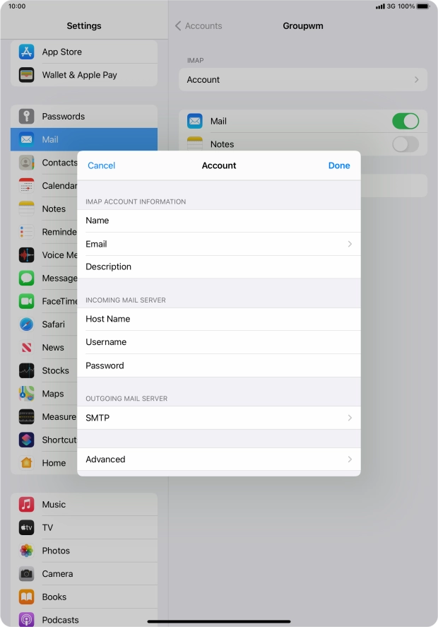 Press SMTP. Press SMTP.