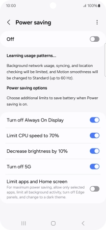 Press the indicators next to the required settings.