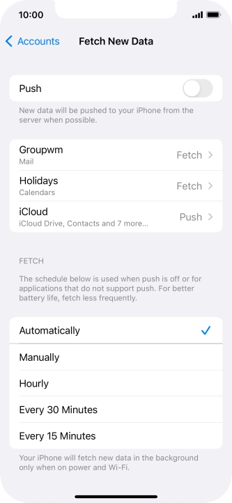 If you turn off the function, press the required setting.