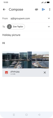 Press the send icon when you've finished your email message.