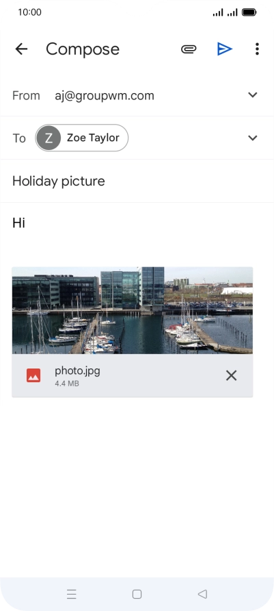 Press the send icon when you've finished your email message.