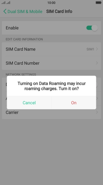 If you turn on the function, press On.
