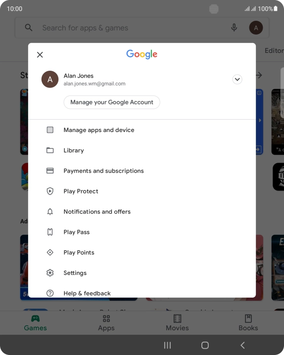 Press Manage apps and device.