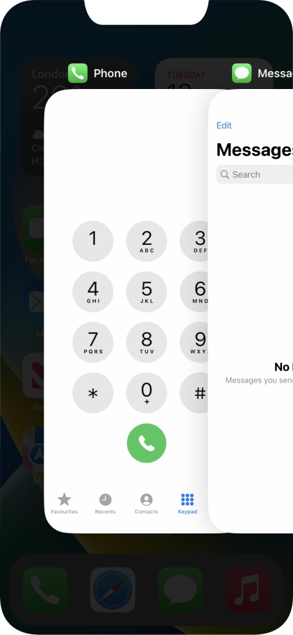Slide upwards on the required application to end it.