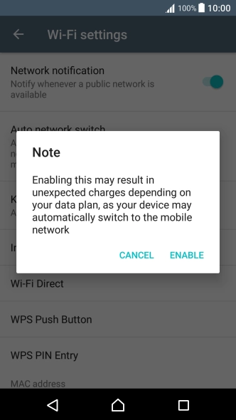 If you turn on the function, press ENABLE. If you turn on the function, press ENABLE.