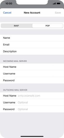 Press Host Name and key in the name or IP address of your email provider's outgoing server. Please note that if you can't send email messages when using your email provider's outgoing server, key in smtp.vodafone.net.au (Vodafone's outgoing server).