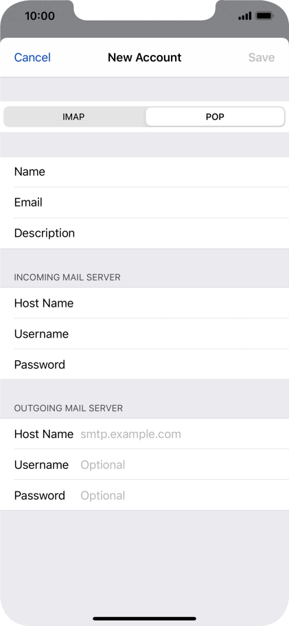 Press Host Name and key in the name or IP address of your email provider's outgoing server. Please note that if you can't send email messages when using your email provider's outgoing server, key in smtp.vodafone.net.au (Vodafone's outgoing server).