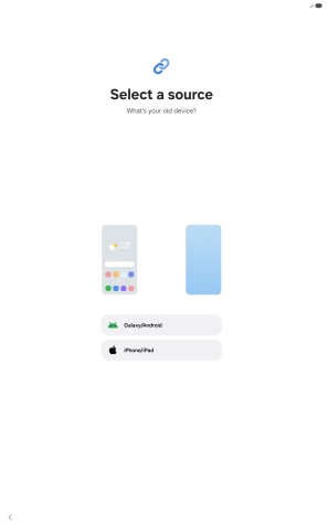 Press the required setting and follow the instructions on the screen to transfer the content from another device.