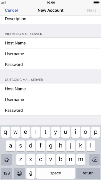 Press Host Name and key in the name or IP address of your email provider's outgoing server. Please note that if you can't send email messages when using your email provider's outgoing server, key in smtp.vodafone.net.au (Vodafone's outgoing server).