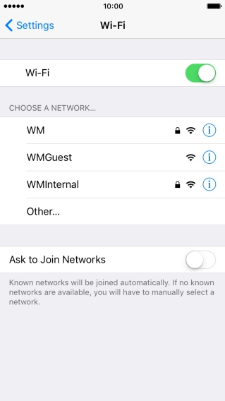 Press the required Wi-Fi network.
