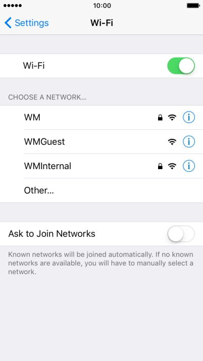 Press the required Wi-Fi network.