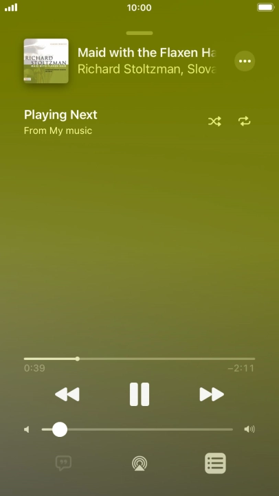 Press the shuffle icon to turn the function on or off.
