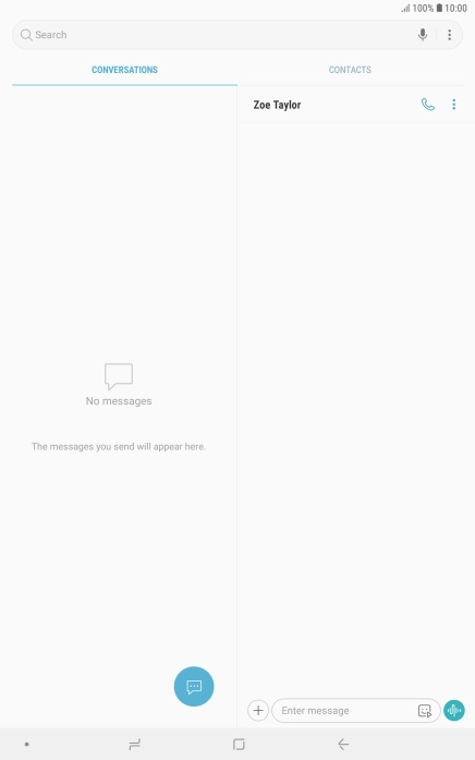 Press the text input field and write the text for your text message.