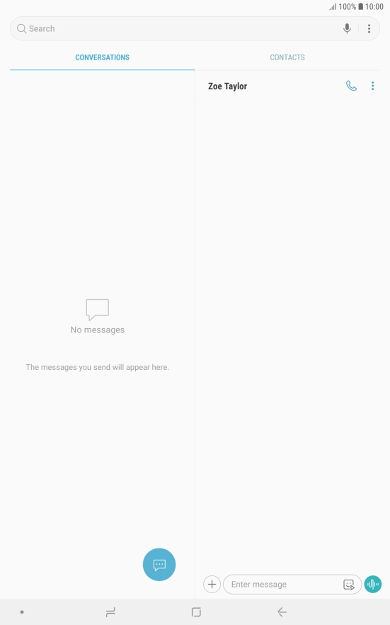 Press the text input field and write the text for your text message.