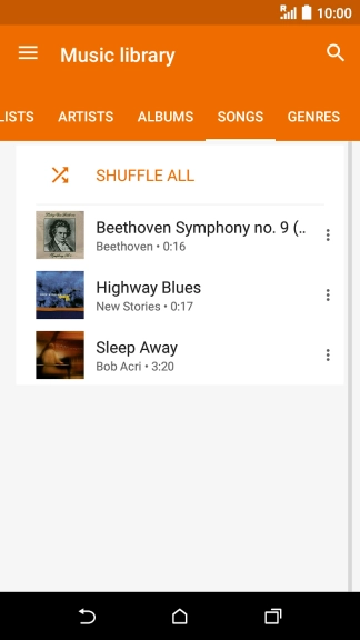 Press the required audio file.
