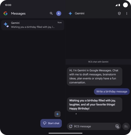 The text suggestion from Gemini is displayed.