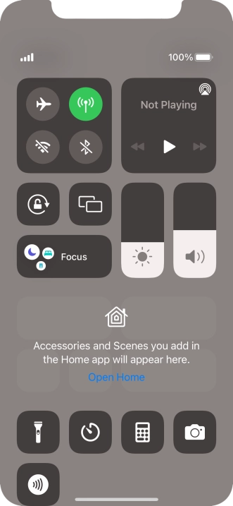 Press the flight mode icon to turn the function on or off.