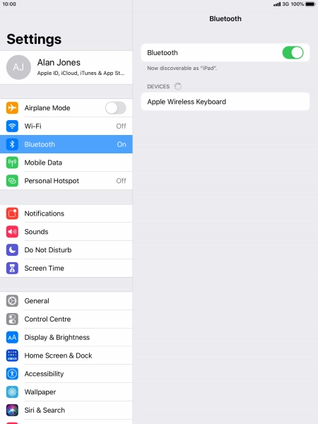 Press the required Bluetooth device and follow the instructions on the screen to pair the device with your tablet. Press the required Bluetooth device and follow the instructions on the screen to pair the device with your tablet.