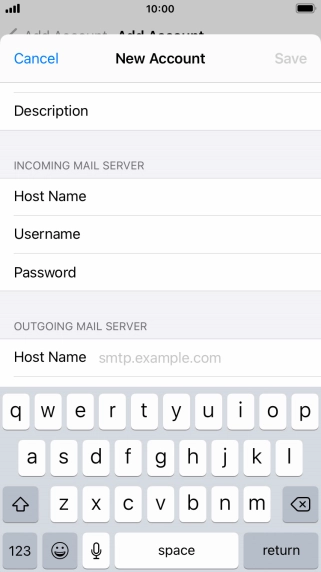 Press Host Name and key in the name or IP address of your email provider's outgoing server. Please note that if you can't send email messages when using your email provider's outgoing server, key in smtp.vodafone.net.au (Vodafone's outgoing server).