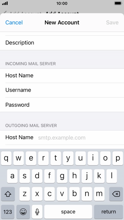 Press Host Name and key in the name or IP address of your email provider's outgoing server. Please note that if you can't send email messages when using your email provider's outgoing server, key in smtp.vodafone.net.au (Vodafone's outgoing server).