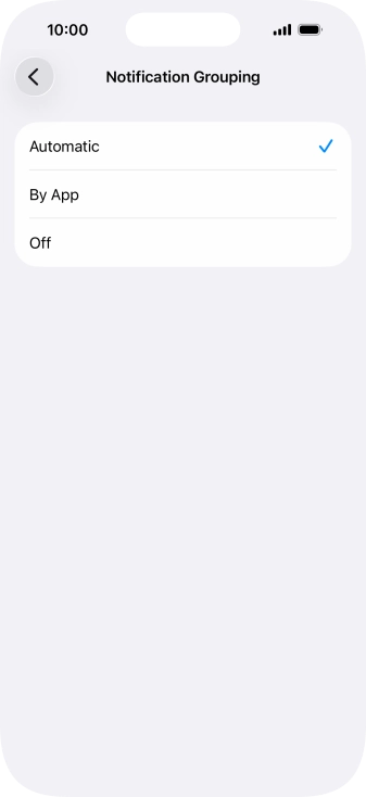 Press the required setting.