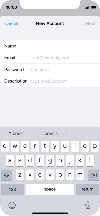 Press Email and key in your email address.