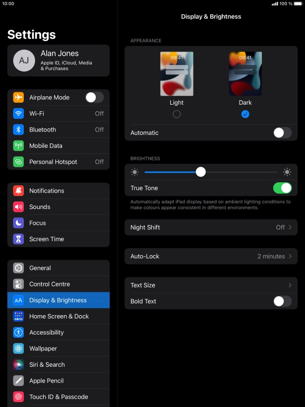 Press the indicator next to 